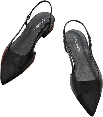 Photo 1 of C.Paravano Women's Slingback | Leather Slingback Flats | Pointed Toe Slingback Pumps | Comfort Heeled Sandal | Slip on Flats Shoes for Wedding SIZE 8