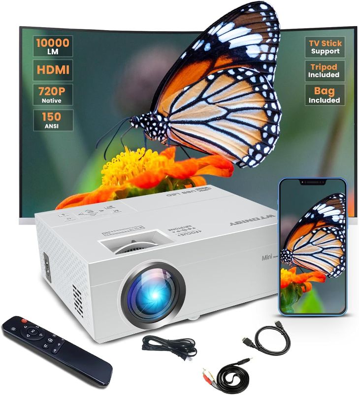 Photo 1 of **SEE NOTES** WTONISY Mini Projector,720P Native Home Video Projector,1080P Supported film Projector with HDMI VGA AV USB port
