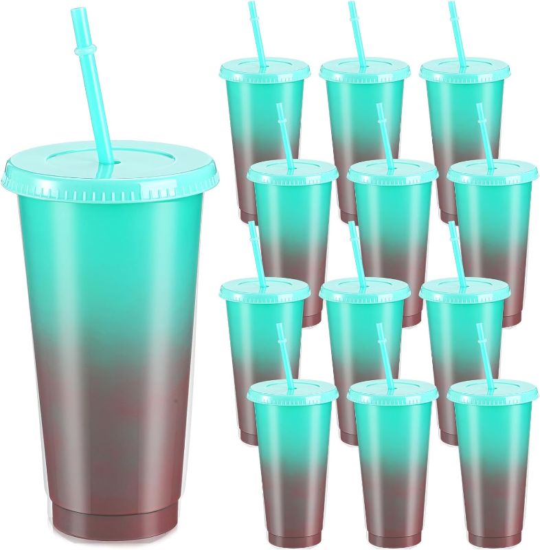 Photo 1 of 12 Pcs Reusable Plastic Tumbler with Lids and Straws Bulk Water Bottles for Students Adults Coffee Tumbler Travel Mug for Parties Birthdays(Green To Pink, 24oz)
Brand: Maxcheck