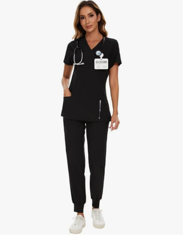 Photo 1 of COZYFIT Scrubs for Women Set - Stretch V-Neck Scrub Top & Jogger Pant with 8 Pockets SMALL