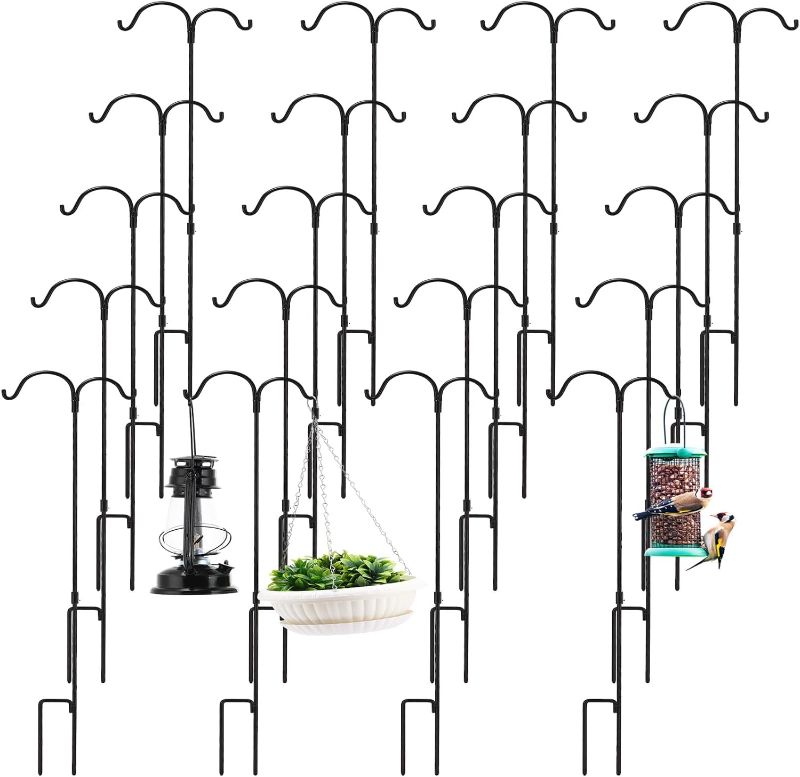 Photo 1 of 20 Pack 35 Inch Double Shepherds Hooks for Outdoor Bird Feeder Pole Thick Rustproof Iron Heavy Duty Garden Hooks Hanger for Hanging Plants Basket Solar Lanterns Wedding Christmas Decor