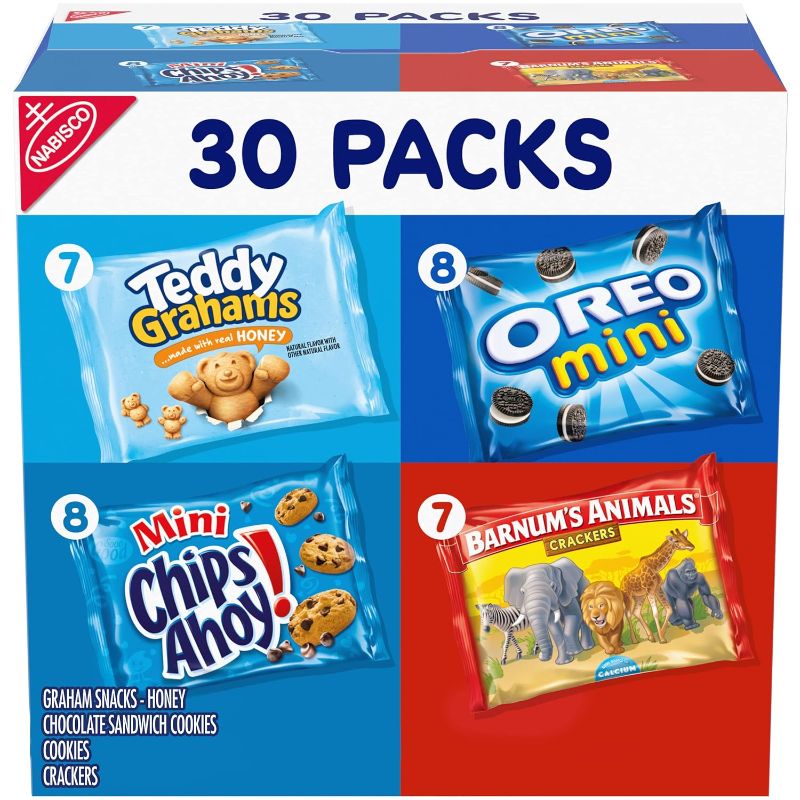 Photo 1 of 04sep2024 Nabisco Team Favorites Variety Pack, OREO Mini, CHIPS AHOY! Mini, Teddy Grahams Honey & Barnum's Animal Crackers, 30 Snack Packs