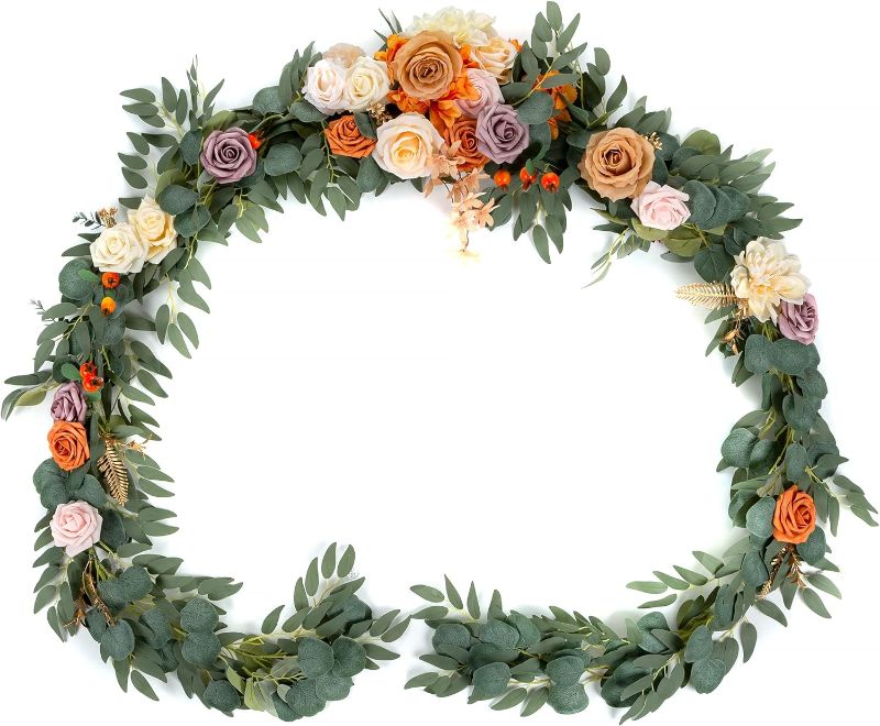 Photo 1 of  Inweder Eucalyptus Garlands for Decor with Flowers - Handcrafted Wedding Rose Garland, Floral Garland, Sweetheart Table Decorations, Arch Backdrop Decorations for Wedding, Party, Event, Terracotta
 
 
 
 
 
 
 
