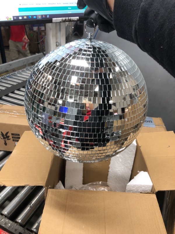 Photo 2 of **FEW PIECES MISSING OFF BALL** Youdepot Disco Ball Disco Ball Mirror 12 Inch Mirror Ball Hanging Disco Lighting Ball for DJ Club Stage Bar Party Wedding Holiday Decoration Disco Ball Large