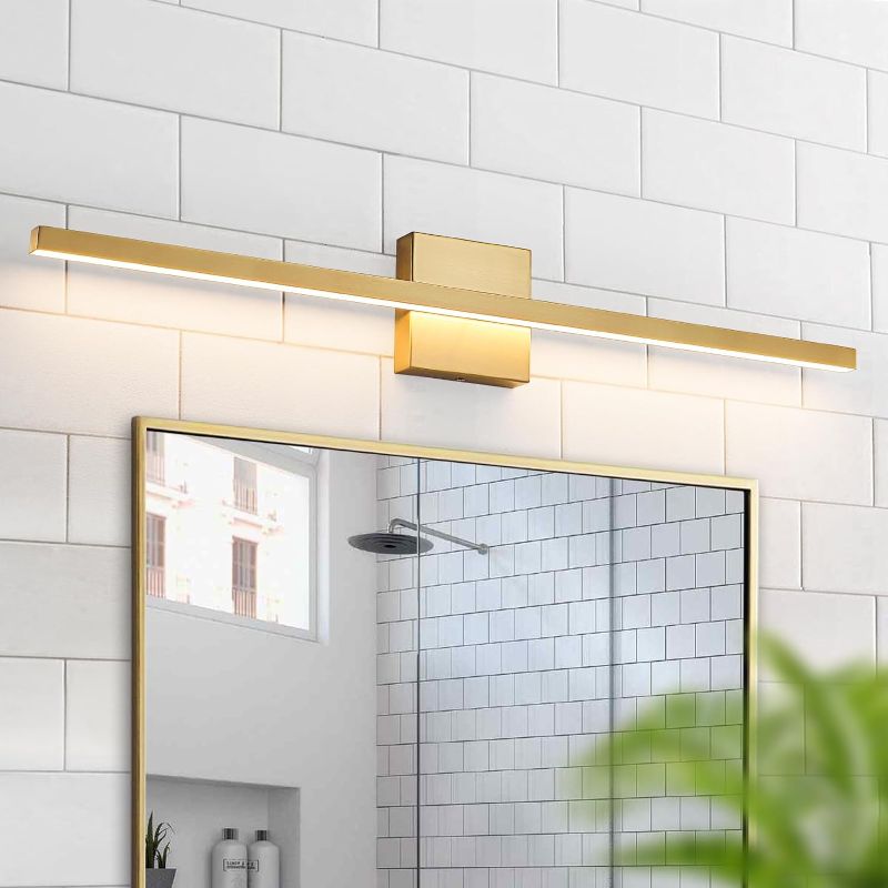 Photo 1 of Epinl Gold Bathroom Vanity Light - 31.5 inch Brushed Bathroom Light Fixture Over Mirror 22W LED Dimmable Wall Sconce Lighting Fixture for Bathroom Bedroom
