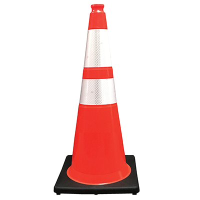 Photo 1 of (8 Cones) BESEA 28” inch Orange PVC Traffic Cones, Black Base Construction Road Parking Cone Structurally Stable Wearproof (28" Height) 01_28"(8 Cones)