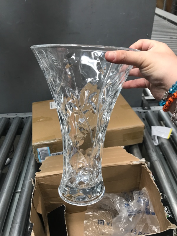 Photo 1 of CS Crystal Vase 12-inch high, Sunshine Design, for Flowers & Decor. Lovely Nice Shiny Piece. Perfect as a Gift, Suitable for All Occasions.