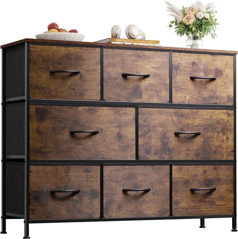 Photo 1 of ANTONIA Dresser for Bedroom with 10 Drawers, Tall Dresser Chest of Drawers, Chest of Drawers with Steel Frame, Fabric Dresser Storage Tower for Closet, Hallway, Nursery, Living Room, Entryway, White