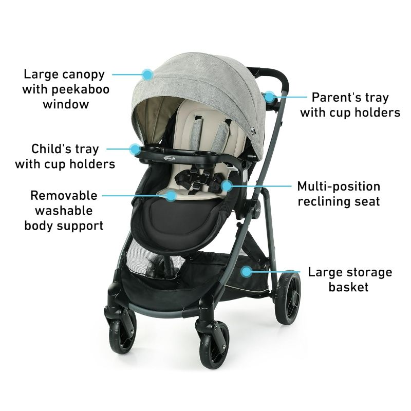 Photo 6 of (NON-REFUNDABLE) Graco Modes Element LX Travel System | Includes Baby Stroller with Reversible Seat, Extra Storage, Child Tray, One Hand Fold and SnugRide® 35 Lite LX Infant Car Seat, Lynwood Element LX Lynwood