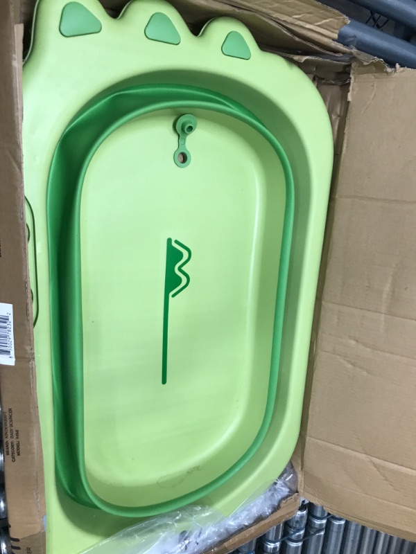 Photo 2 of Beberoad Love Collapsible Toddler Bathtub Portable Travel Toddler Tub Foldable Bathtub with Adjustable Height for Toddler 1-3 (Green)
