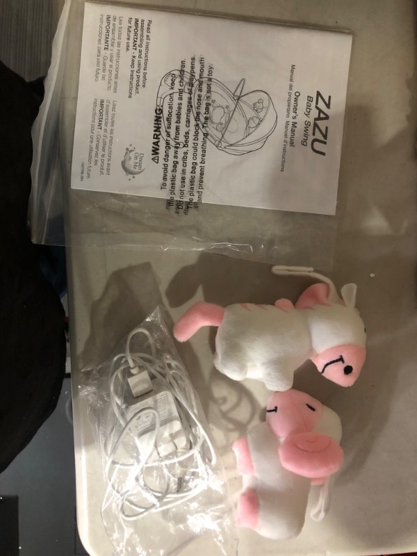 Photo 10 of ***USED*DIRTY*PICTURED*UNABLE TO TEST***
Dream On Me Zazu Baby Swing, Baby Swing for Infant, 5- Swinging Speed, Two Attached Toys, Bluetooth Enabled and Remote Control, Grey and Pink