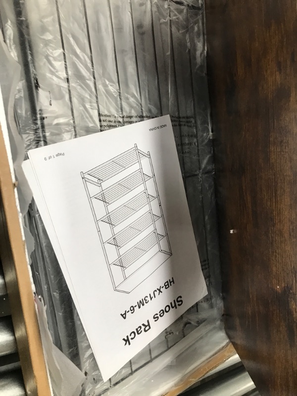 Photo 1 of HOMEFORT Shoe Rack 6-Tier, Shoe Storage Shelf, Industrial Shoe Tower, Narrow Shoe Organizer for Closet Entryway, Small Shoe Rack Table with Durable Metal Shelves, Rustic Brown 6-Tier Rustic Brown