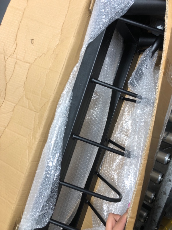 Photo 1 of Signature Fitness Horizontal Plate and Olympic Bar Rack Organizer with Steel Frame and Transport Wheels Black