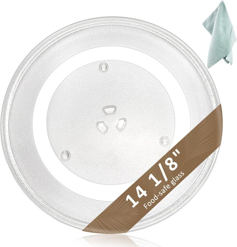 Photo 1 of 14 1/8 Inch Microwave Glass Turntable Plate Replacement for G.E Sam-Sung Microwave Oven Replaces WB49X10063 DE74-20002B WB39X10038 WB49X10096 WB49X10030 DE74-20002D by Fetechmate
