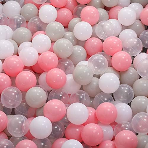 Photo 1 of Aprilin Ball Pit Balls Crush Proof Plastic Children's Toy Balls Ocean Balls Small Size 2.15 Inch Phthalate & BPA Free Pack of 100 White Clear Warm-Gray Pink
