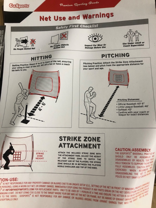 Photo 2 of (used)(see all images) GoSports 7'x7' Baseball & Softball Bow Frame Practice Net with Bonus Strike Zone