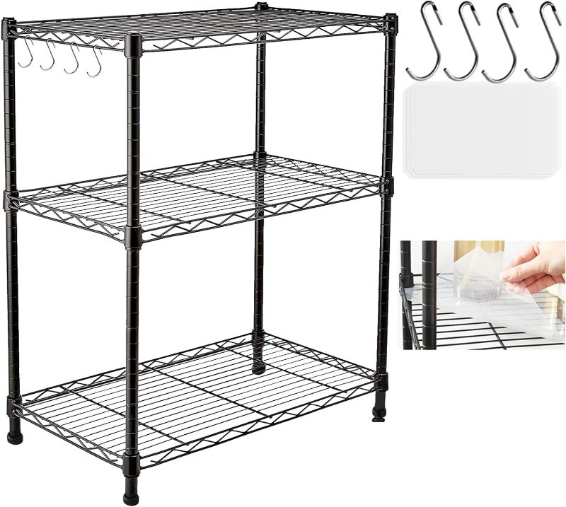 Photo 1 of **NOT EXACT SAME AS STOCK PHOTO** SsngygHme 3 Tier Shelf Storage, Wire Shelving Unit, 3 Tiers Standing Shelving Units Adjustable Metal Organizer Wire Rack with Leveling Feet, 23.6" x13.7 x 35.5(L) 3-tier Large