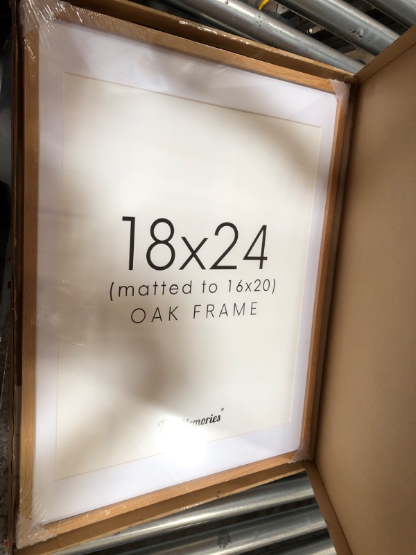 Photo 2 of 18x24 Picture Frame, 18 x 24 Poster Frame Solid Oak Wood, Display 16x20 Picture with Mat or 18x24 Picture without Mat, 18 By 24 Large Frame for Wall Decor, Natural Oak Color, 1 Pack Beige Oak 18x24 - 1P