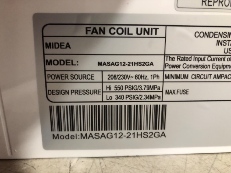 Photo 7 of ***INDOOR UNIT ONLY - SEE COMMENTS***
Midea 12000 BTU Mini Split AC/Heating system, 208/230V, 21.4 SEER2, Coverage Up to 550 Sq.Ft Mini Split Air Conditioner, Energy Efficient Inverter AC with Heat Pump Pre-Charged, Compatible with Alexa