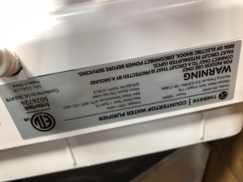 Photo 4 of ***USED - DIRTY - POWERS ON - UNABLE TO TEST FURTHER***
Thereye Countertop Water Filter Reverse Osmosis System, 7 Stage Purification, Instant Heating Portable RO Filtration, BPA Free Water Purifier 2:1 Pure to Drain for Home RV (No Installation Needed)