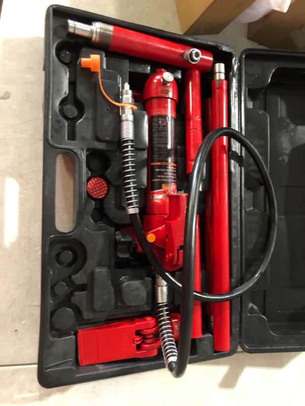 Photo 4 of **NONREFUNDBLE**FOR PARTS OR REPAIR**SEE NOTES** 
*****STOCK IMAGE FOR SAMPLE*****
BIG RED T70401S Torin Portable Hydraulic Ram: Auto Body Frame Repair Kit with Blow Mold Carrying Storage Case, 4 Ton (8,000 lb) Capacity, Red