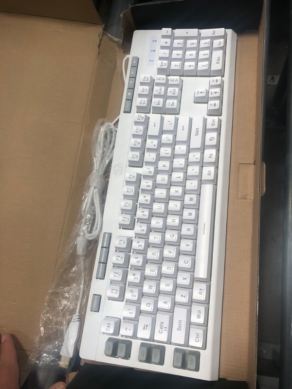 Photo 2 of **MISSING WRIST REST** Redragon K512 Shiva RGB Backlit Membrane Gaming Keyboard with Multimedia Keys, Linear Mechanical-Feel Switch, 6 Extra On-Board Macro Keys, Dedicated Media Control, Detachable Wrist Rest, White White K512