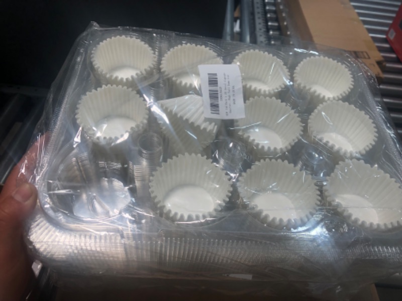 Photo 2 of (12 Pack x 20 Sets) Cupcake Carrier, Cupcake Containers with 240 Pack Cupcake Liner, Stackable Cupcake Boxes 12 count, Clear Disposable Cupcake Holder