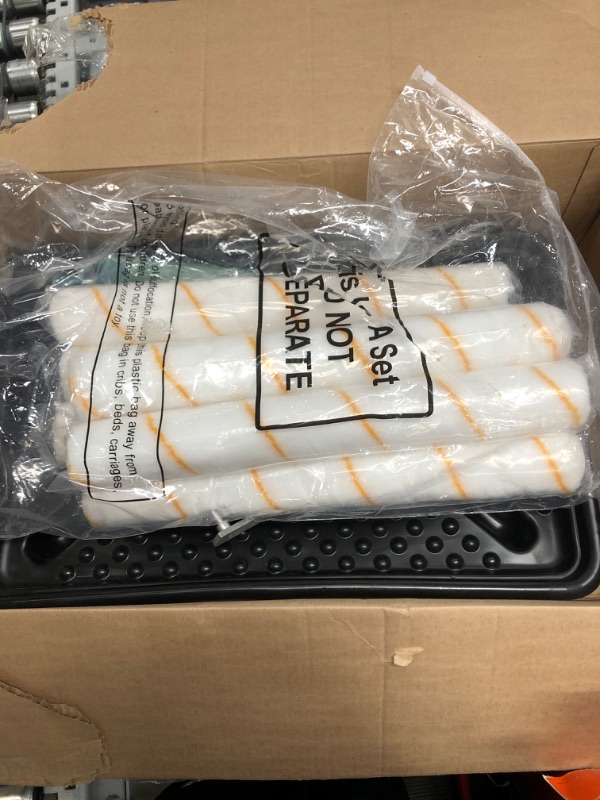 Photo 1 of 12 Pcs Large Paint Roller Kit 12-18" Adjustable Roller Frame 1-5ft Steel Extension Pole 6 Pcs 18" Microfiber Paint Roller Sleeves 23.6'' Paint Roller Tray for Wall Ceiling Floor(Yellow)