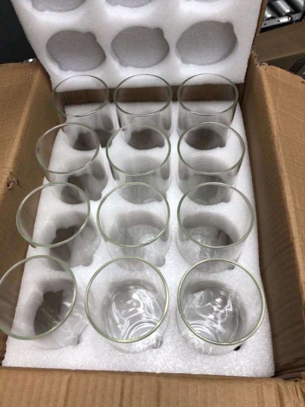 Photo 2 of 12 Pack Glass Clear Cylinder Vases Tall Floating Candle Holders Centerpiece Table Vases for Home Wedding Decorations Formal Dinners (4 x 3.35 Inch)