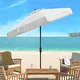 Photo 1 of AMMSUN 7ft Patio Umbrella with Fringe Outdoor Yard Umbrella UPF50+ Wood Color Steel Pole and Steel Ribs Push Button Tilt