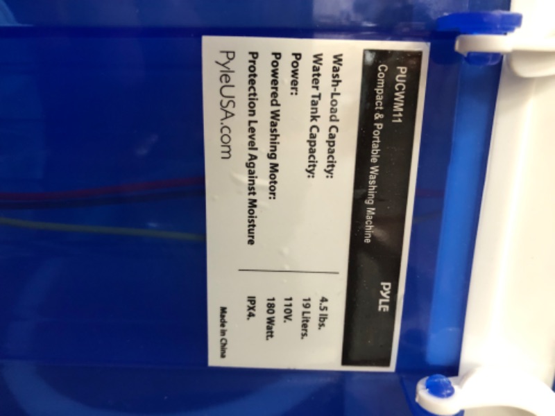 Photo 3 of ***USED - LIKELY MISSING PARTS - UNABLE TO VERIFY FUNCTIONALITY***
Pyle Upgraded Version Portable Washer - Top Loader Portable Laundry, Mini Washing Machine, Quiet Washer, Rotary Controller, 110V - For Compact Laundry, 4.5 Lbs. Capacity, Translucent Tubs 