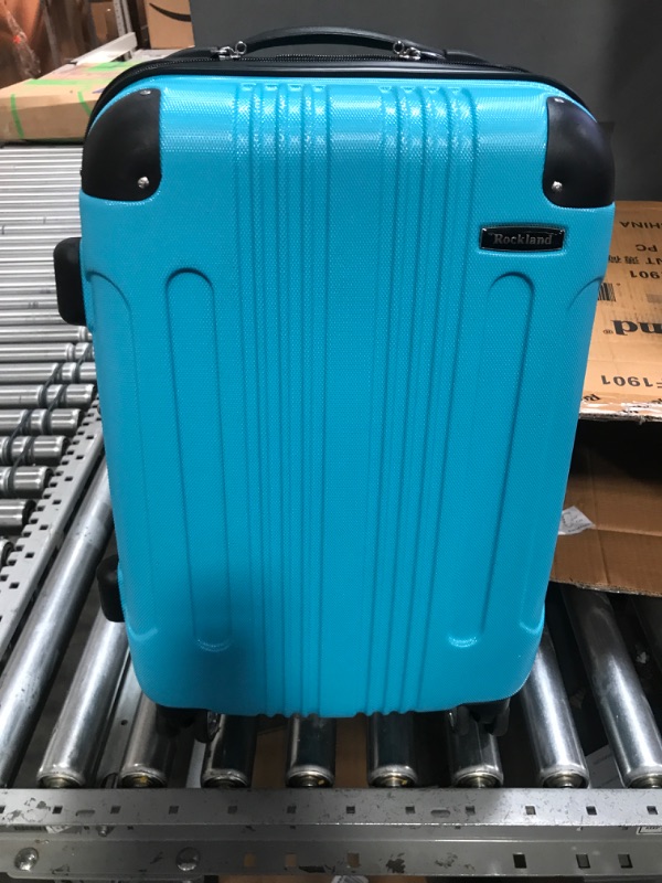 Photo 3 of **BLUE**Rockland London Hardside Spinner Wheel Luggage, Mint, Carry-On 20-Inch Carry-On 20-Inch Mint