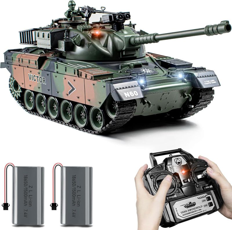 Photo 1 of **SEE NOTES**1:18 RC Tank, 2.4Ghz US M60 Remote Control Tank Model Toys, 15 Channel Battle Military Tank with Smoke, Light Sound, &Volume Switch, Army Toy for Adult and Kid That Shoots BBS and Water Bombs
