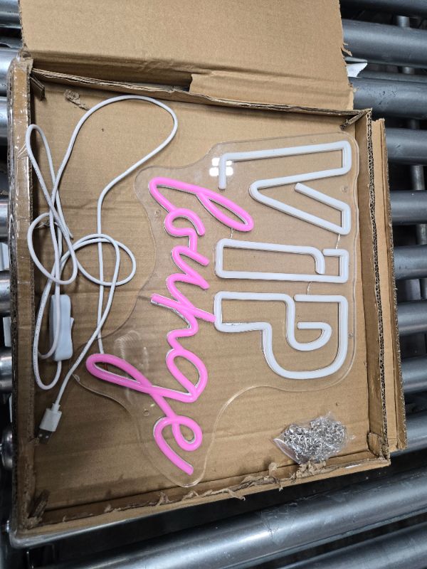 Photo 1 of VIP Lounge Neon Signs, LED VIP Neon Light Sign for Wall Decor Office Night Club Bar Hotels Airport Restaurants Nail Salon VIP Room Decor Led Business Signs with USB Powered VIP Lounge (Pink & White)
