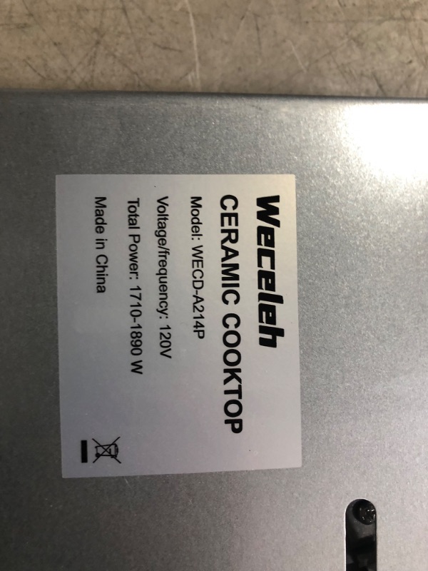 Photo 3 of ***USED - POWERS ON - UNABLE TO TEST FURTHER***
Electric Cooktop 2 Burner, Built-in 12 Inch Ceramic Cooktop, All Kinds of Cookware, 110V-120V Plug in, Touch Panel, Electric Cooktop with 9 Heating Level, Kid Safety Lock and Timer, 1800W 12 inch with PLUG