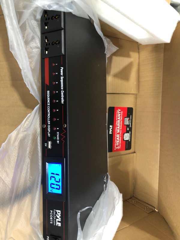 Photo 2 of 10 Outlet Power Sequencer Conditioner - 13 Amp 2000W Rack Mount Pro Audio Digital Power Supply Controller Regulator w/Voltage Readout, Surge Protector, for Home Theater Stage/Studio Use - Pyle PCO875