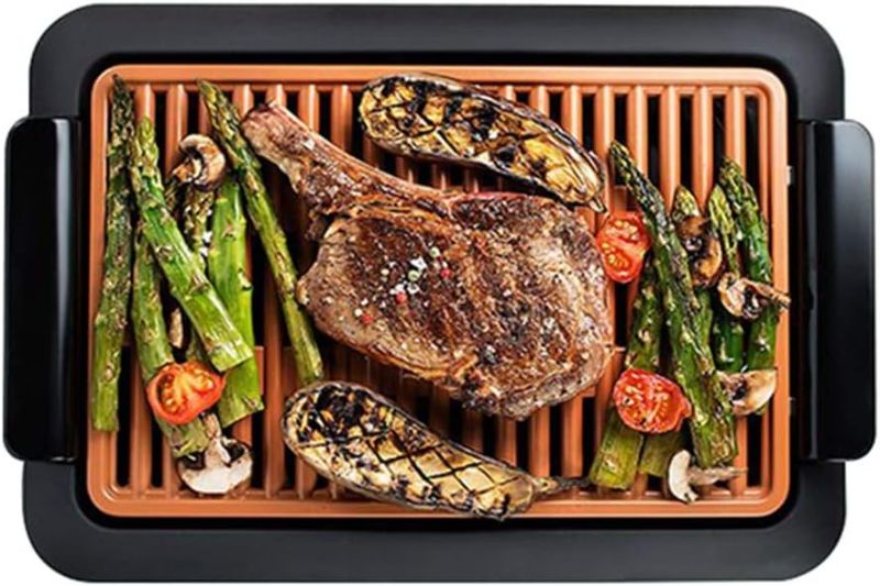 Photo 1 of Gotham Steel Smokeless Indoor Grill with Ceramic Coating & Adjustable Heating, Electric Removable Grill/Griddle Plate, Nonstick, Healthy & Toxin Free