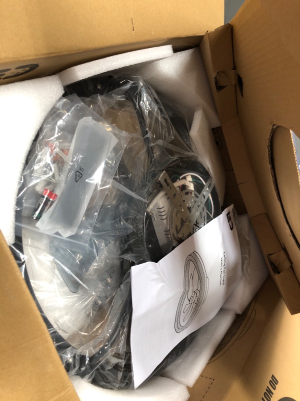 Photo 1 of LEDIARY 20" Low Profile Ceiling Fan with Light and Remote, Dimmable Modern Flush Mount Ceiling Fan, Black Bladeless Ceiling Fan, Stepless Color Temperature Change and 6 Speeds for Bedroom Living Room