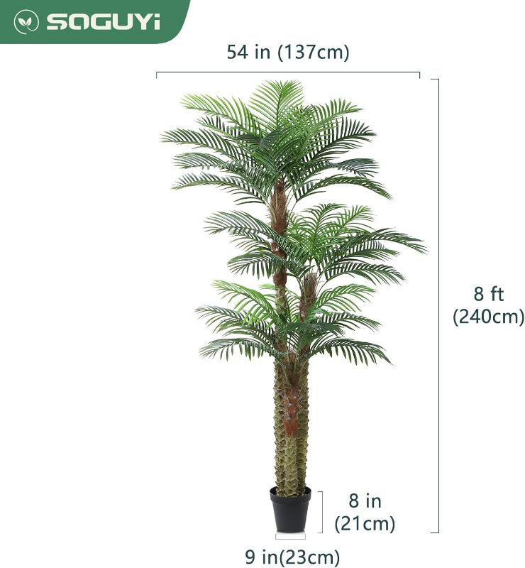 Photo 3 of (NON-REFUNDABLE) Artificial Palm Tree for Outdoor 8ft Tall UV Resistant Fake Tropical Golden Cane Palm Tree Large Faux Palm Plants for Outside Patio, Poolside, Lawn, Porch and Home Office Indoor Decor, Set of 1 1 8ft