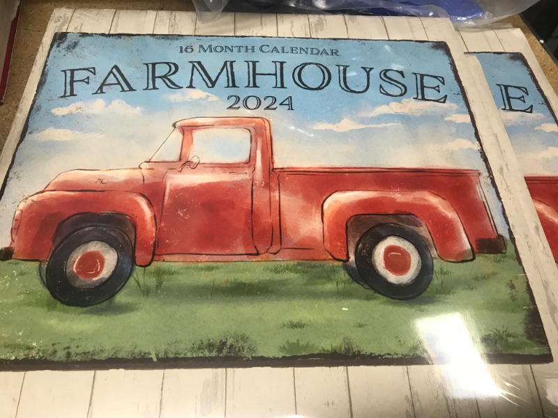 Photo 1 of Farmhouse 2024Hangable Wall Calendar - 12” x 24” Open - Vintage Farmers Market Signs - Truck & Barn Photo Gift - Shabby Chic Farm Photography House Decor - Sturdy & Thick Beautiful Large Full Page 16 Months For Organizing & Planning - 