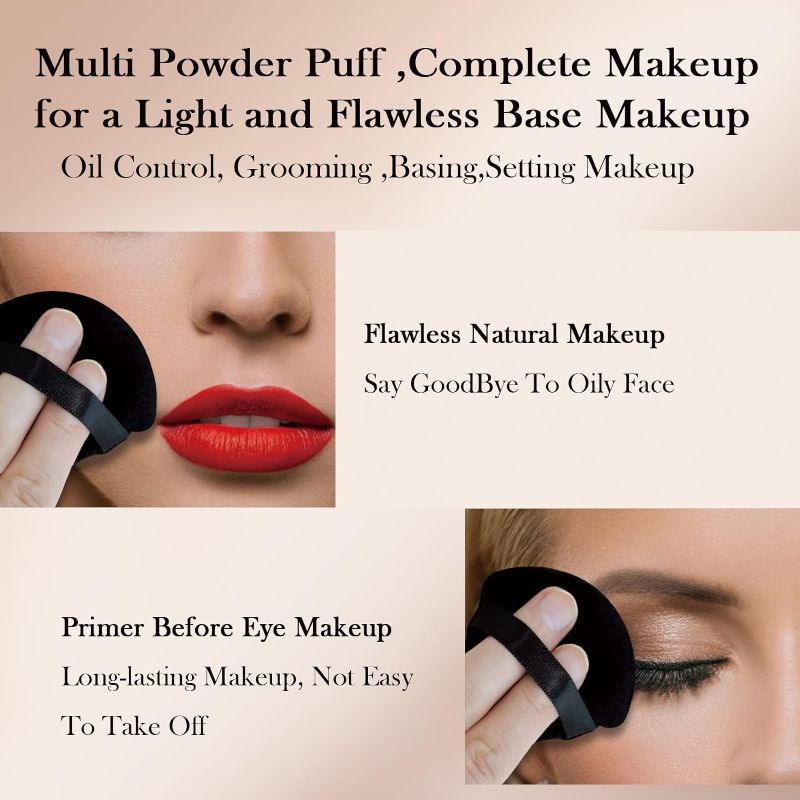 Photo 1 of  6 Pieces Powder Puff Face Soft Triangle Makeup Puff for Loose Powder Mineral Powder Body Powder Velour Cosmetic Foundation Blender Sponge Beauty Makeup Tools(Black)
