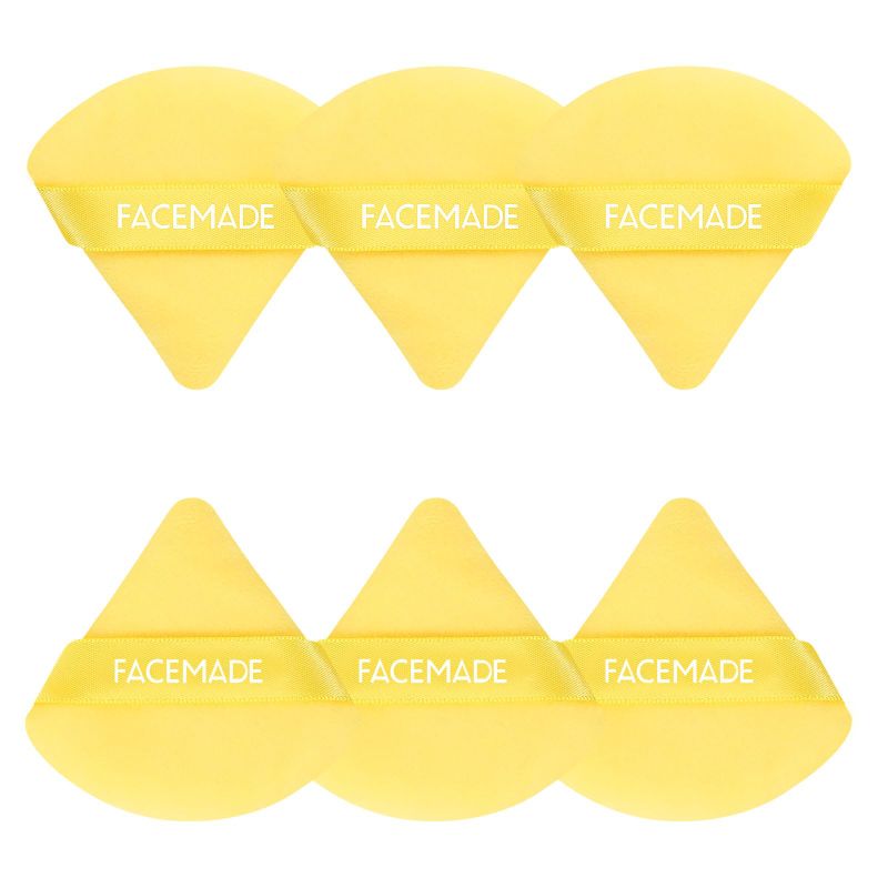 Photo 1 of 18  Pieces Face Powder Puff with a Travel Case, Soft Makeup Puff with a Container, Triangle Velour Makeup Sponge, Beauty Makeup Tools, Yellow C Yellow