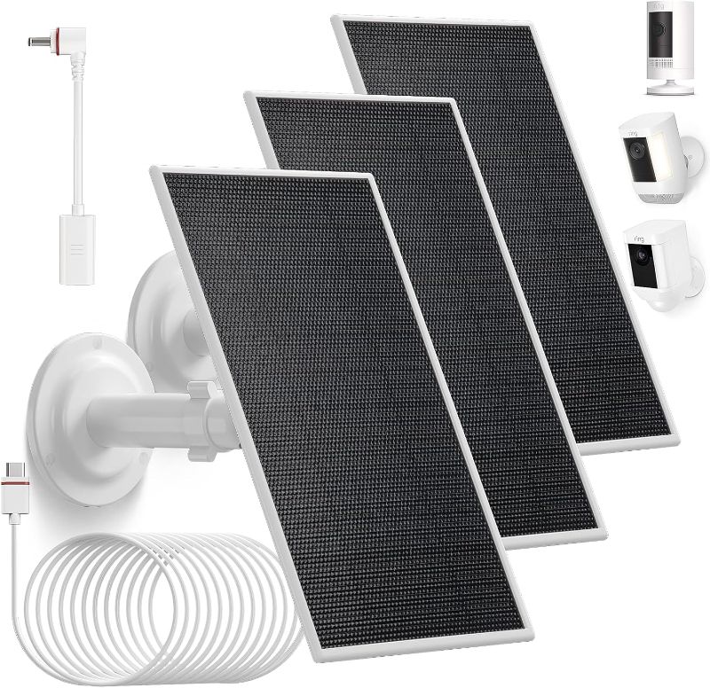 Photo 1 of 6V 4.5W Solar Panel Compatible with Ring Spotlight Cam Battery & All-New Ring Stick Up Cam Battery, IP65 Waterproof Solar Panel with 13Ft Cable Continuous Power to The Camera - 3Pack