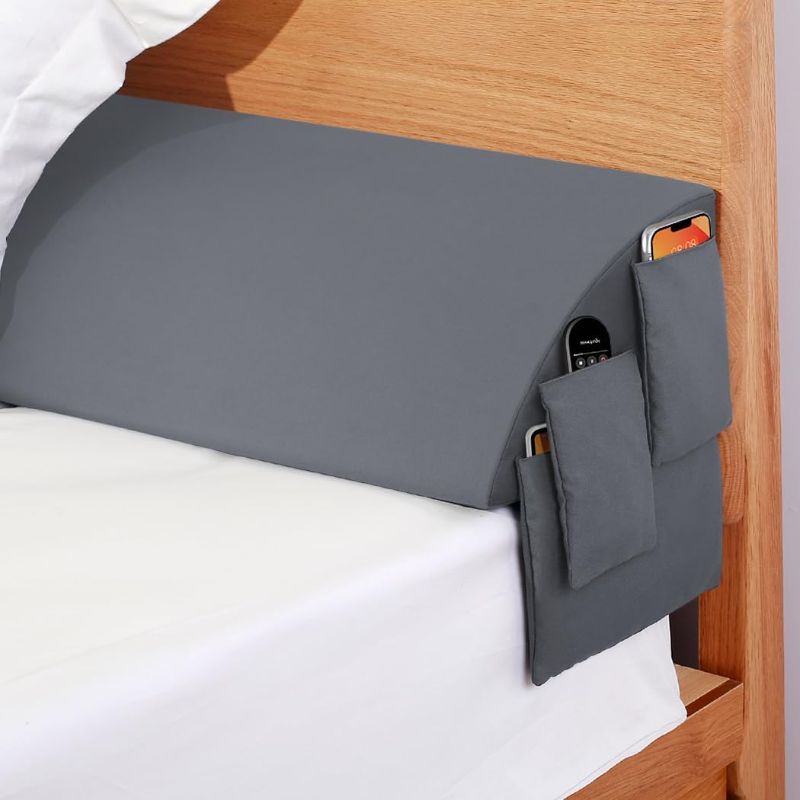 Photo 1 of .Bed Wedge Pillow/Mattress Wedge/Headboard Pillow//Bolster Pillow Close The Gap Between Your Mattress and Headboard(76"x10"x6"Gray) /King Size