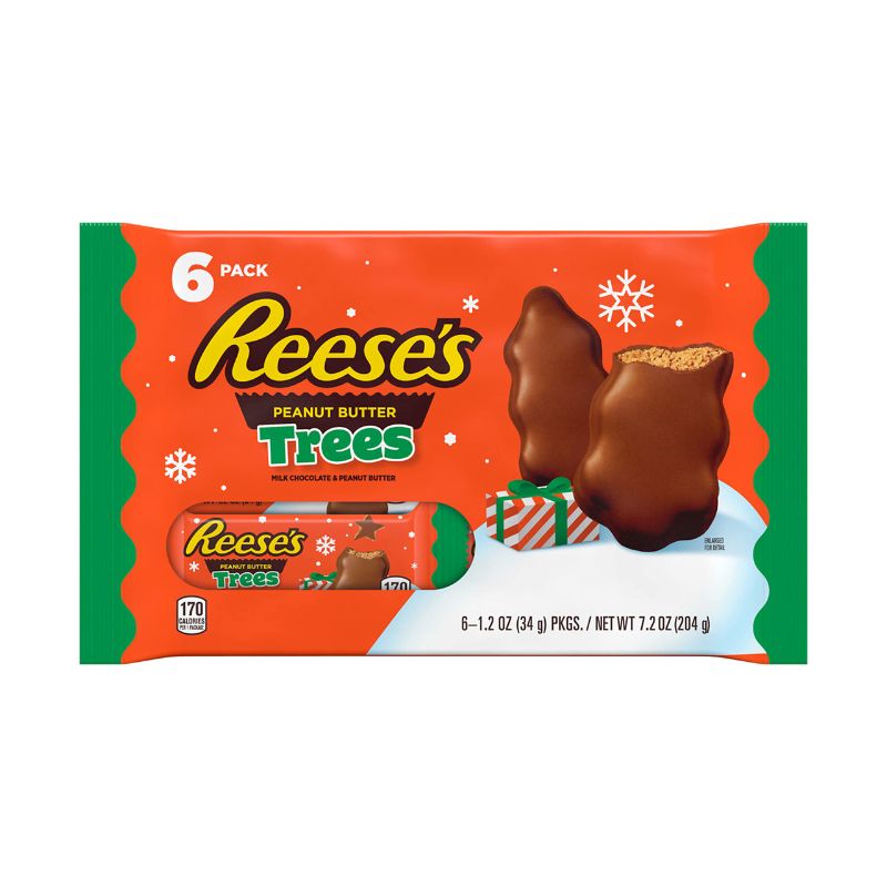 Photo 1 of *9/2024* 4 PACKS REESE'S Milk Chocolate Peanut Butter Trees, Christmas Candy Packs, 1.2 oz (6 Count)