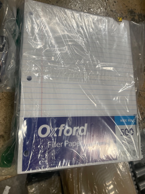 Photo 1 of Oxford Filler Paper, 8 x 10-1/2 Inch Wide Ruled Paper, 3 Hole Punch, Loose Leaf Notebook Paper for 3 Ring Binders, 500 sheets (62330), white