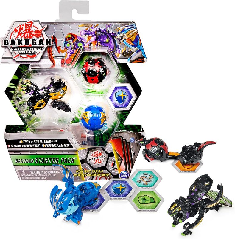 Photo 1 of Bakugan Starter Pack 3-Pack, Fused Trox x Nobilious Ultra, Armored Alliance Collectible Action Figures
