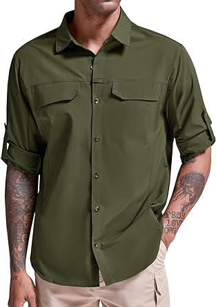 Photo 1 of runcati mens button down shirt beach textures army green l