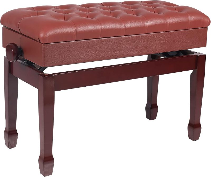 Photo 1 of ***USED - LIKELY MISSING PARTS - UNABLE TO VERIFY FUNCTIONALITY***
Duet Piano Bench Adjustable Height, Solid Wood Piano Bench with Storage, Piano Keyboard Stool Bench, Piano Chair Padded for Kid, Red Brown, 28.7" W x 13.4" D x 20" H
