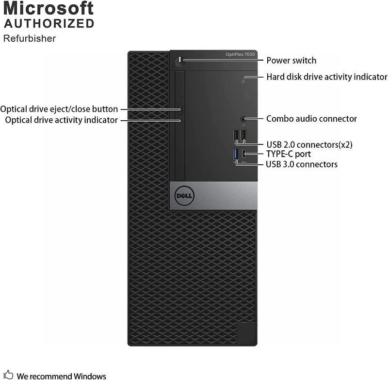 Photo 5 of DELL 7050 Mini Tower Desktop Intel i7-7700 UP to 4.20GHz 32GB DDR4 New 1TB NVMe SSD + 2TB HDD USB Wi-Fi BT Dual Monitor Support Wireless Keyboard and Mouse Win10 Pro (Renewed) i7-7700 3.60Ghz 32GB | New 1TB NVMe SSD + 2TB HDD